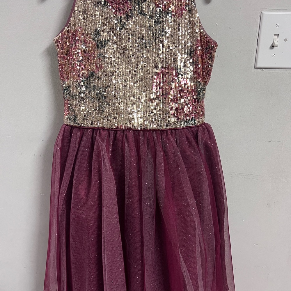 Elegant Burgundy Sequin Dress for Kids